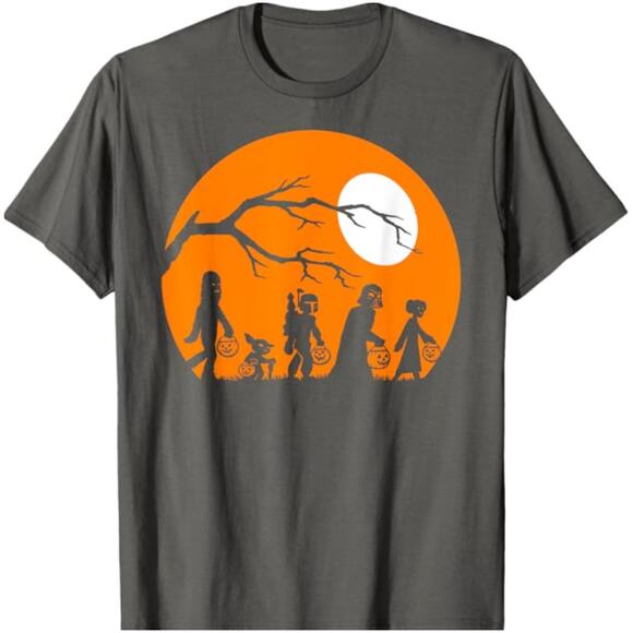 Star Wars Halloween T-Shirt XL Fifth Sun Orange Moon Leia Yoda Darth Vader Tee - Picture 1 of 9